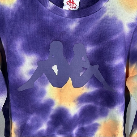 Kappa Authentic Galz Cropped Sweatshirt Size Small Cream Brandy Violet - Picture 5 of 9